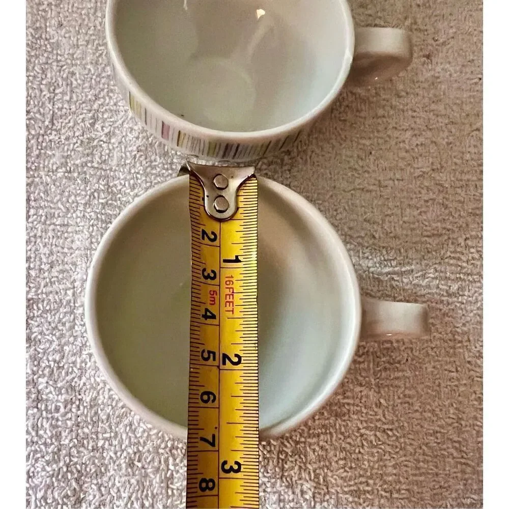 Vintage La Siesta Farbrik Dekor Schonwald  Geometric Print Espresso Cup Set Of 6